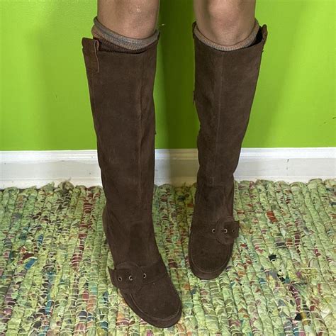 suede calf high boots